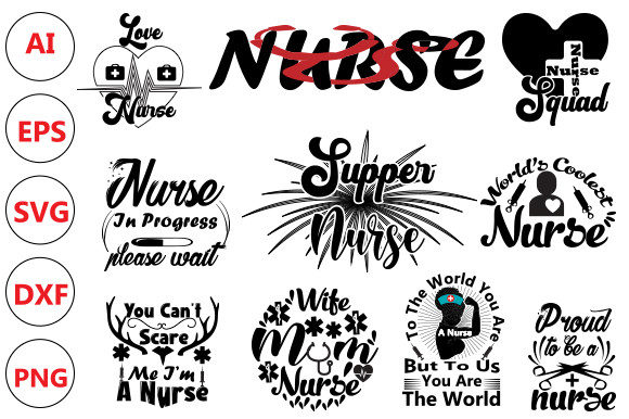 Nurse Svg T-shirt Design Bundle for Embroidery
